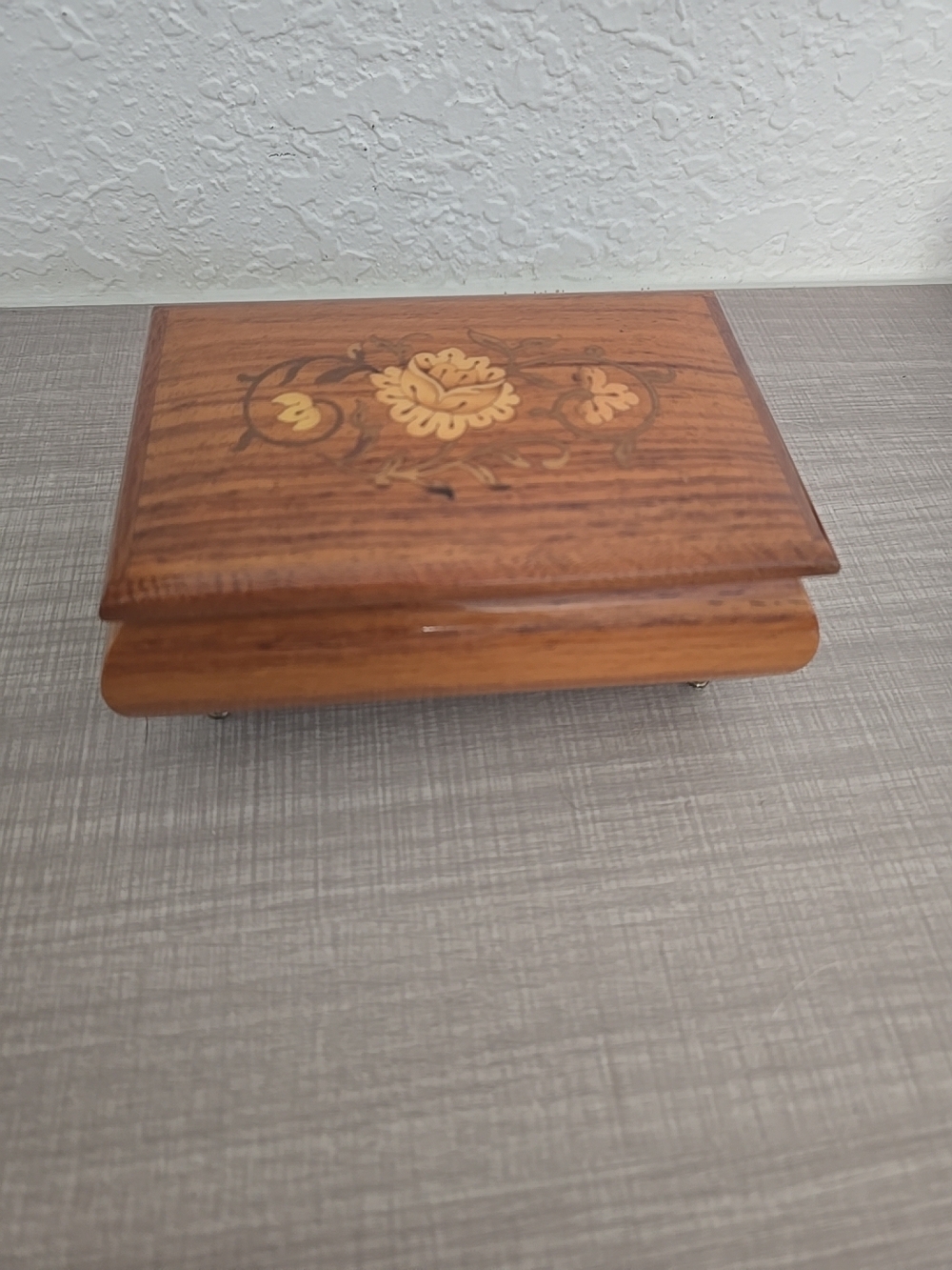 Vintage Italian Sorrento Inlaid Wood Music Box Swiss Reuge Movement Brahms Waltz